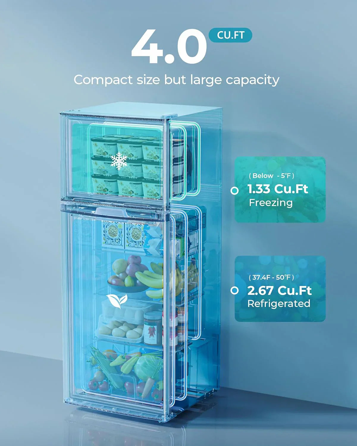 3.2 Cu.Ft Mini Fridge with Freezer �� 2-Door Compact Refrigerator for Bedroom, Dorm, Office or Apartment, Silver3.2 Cu.Ft Mini Fridge with Freezer �� 2-Door Compact Refrigerator for Bedroom, Dorm, Office or Apartment, Silver