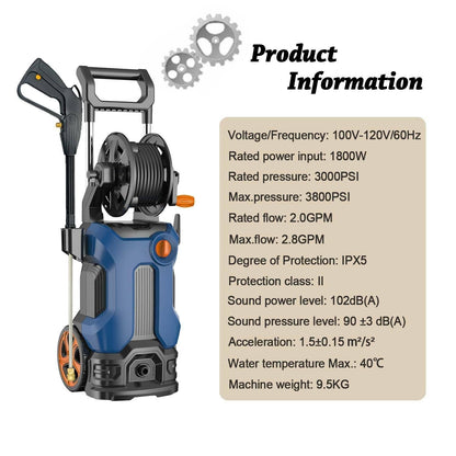 3800PSI 2.8GPM Electric Pressure Washer High Power Cleaner,Water Sprayer Machine