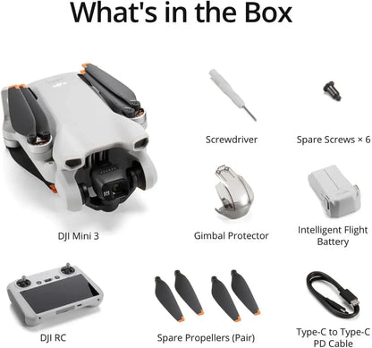 DJI Mini 3, Drones with Camera for Adults 4K, 38-min Flight Time, up to 32800ft (10km) Video Transmission, True Vertical Shooting, GPS Auto Return Integrated, Mini Drone with Camera for Beginners