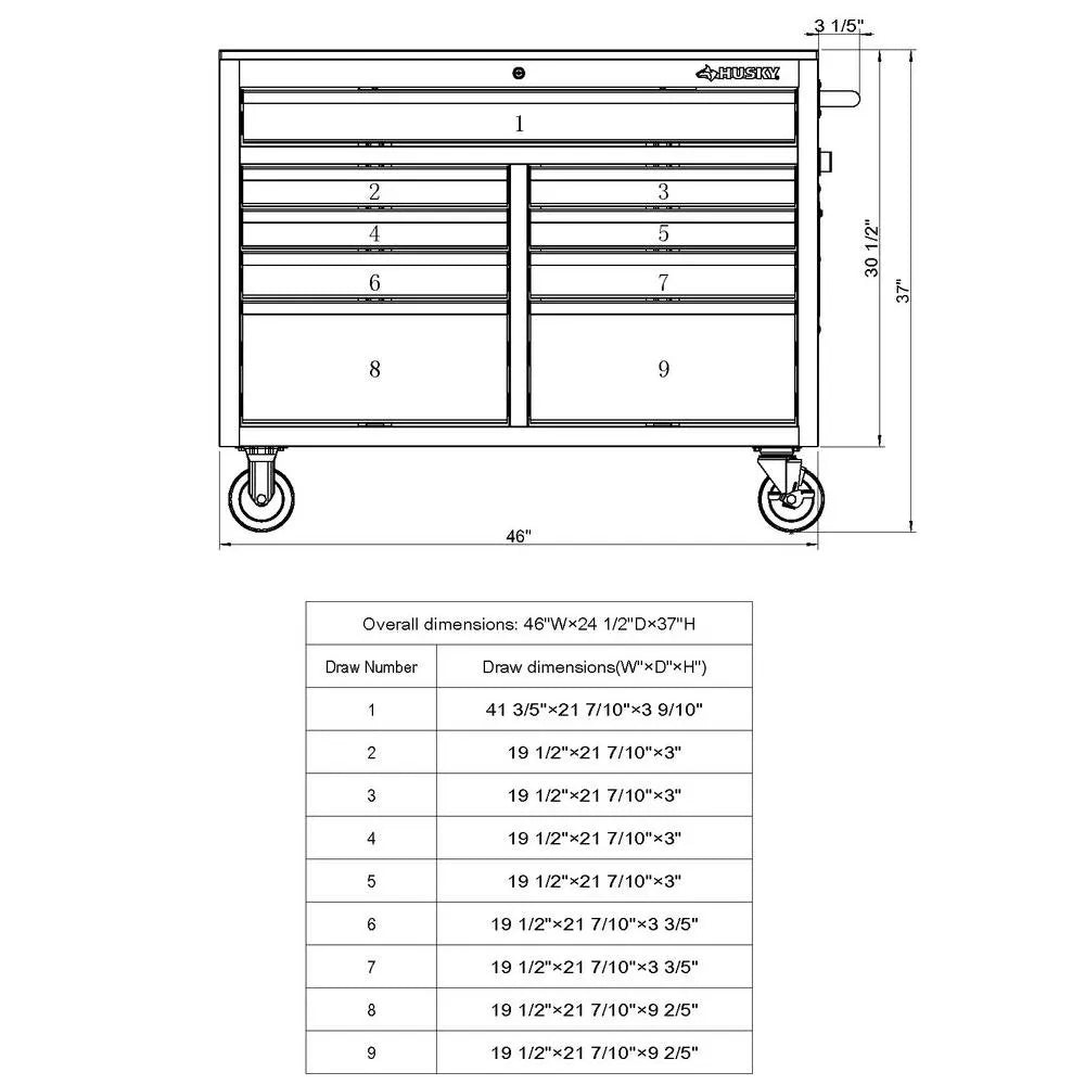 46-in W x 24.5-in D 9-Drawer Mobile Workbench with Hardwood Top and Power Station 锟斤拷 Gloss Black