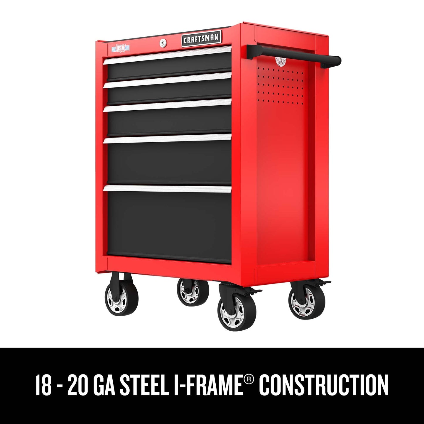 2000 Series 26-in W x 36.5-in H 5-Drawer Steel Rolling Cabinet (Red)