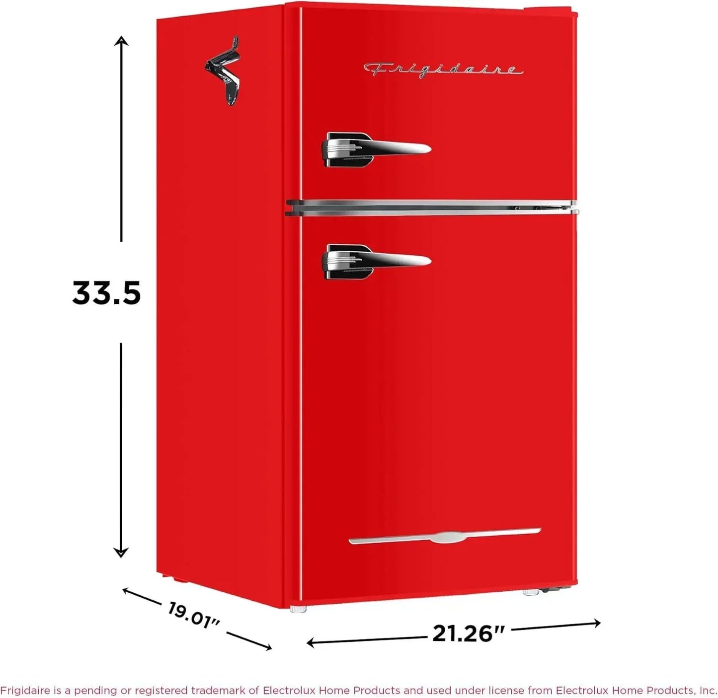Frigidaire Retro Mini Fridge with Freezer & Side Bottle Opener-Small 2 Door Refrigerator for Office Bar or College Dorm Room-3.1 Cu Ft – 19”"D x 20.5" W x 33.5" H
