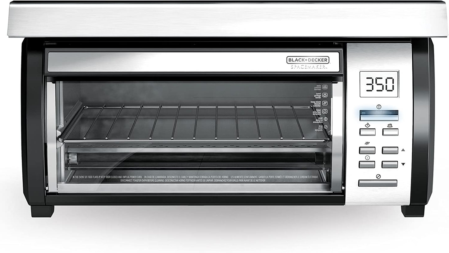 BLACK DECKER SpaceMaker Under Counter Toaster Oven, Digital Controls, Black/Stainless Steel, Fits 9�测�� Pizza or 4 Slices