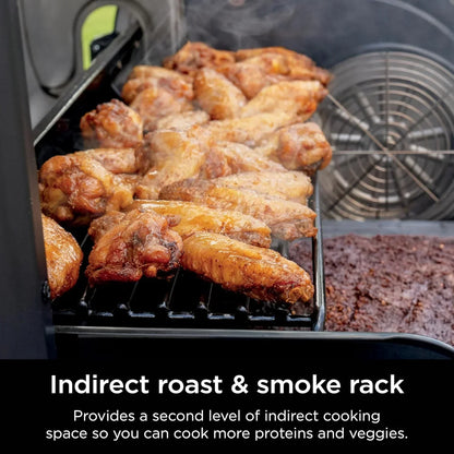 Ninja FlexFlame, Grill and Smoker, Electric and Propane Grill, Roaster, BBQ Grill, 5-in-1 Cooking System, 3 Burner, Digital Control, Outdoor Cooking, Griddle, Pizza Maker, Stainless Steel, PG301