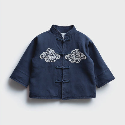Puristla Kids Embroidered Traditional Jacket - Modern Chinese Style Lightweight Outerwear Coat for Boys and Girls