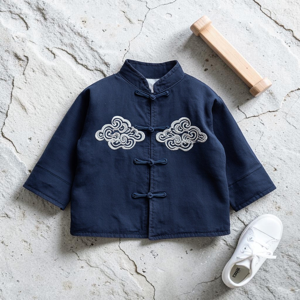 Puristla Kids Embroidered Traditional Jacket - Modern Chinese Style Lightweight Outerwear Coat for Boys and Girls