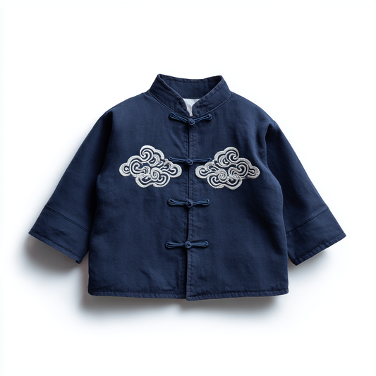 Puristla Kids Embroidered Traditional Jacket - Modern Chinese Style Lightweight Outerwear Coat for Boys and Girls