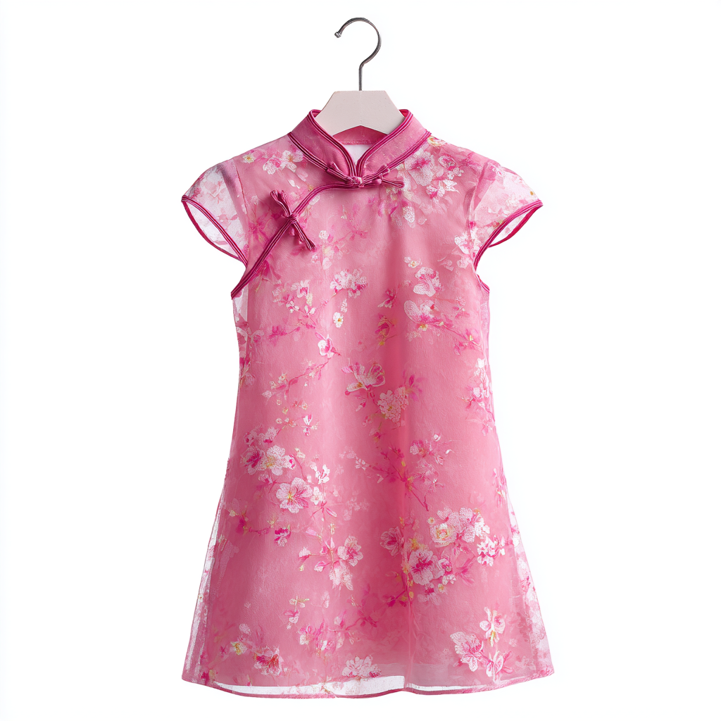 Puristla Girls Improved Qipao Dress - Elegant Floral Print Cotton A-Line Cheongsam Dress for Toddlers and Kids
